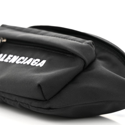 Balenciaga Sport Nylon Logo Embroidered Wheel Belt Bag Black White 9 of 10