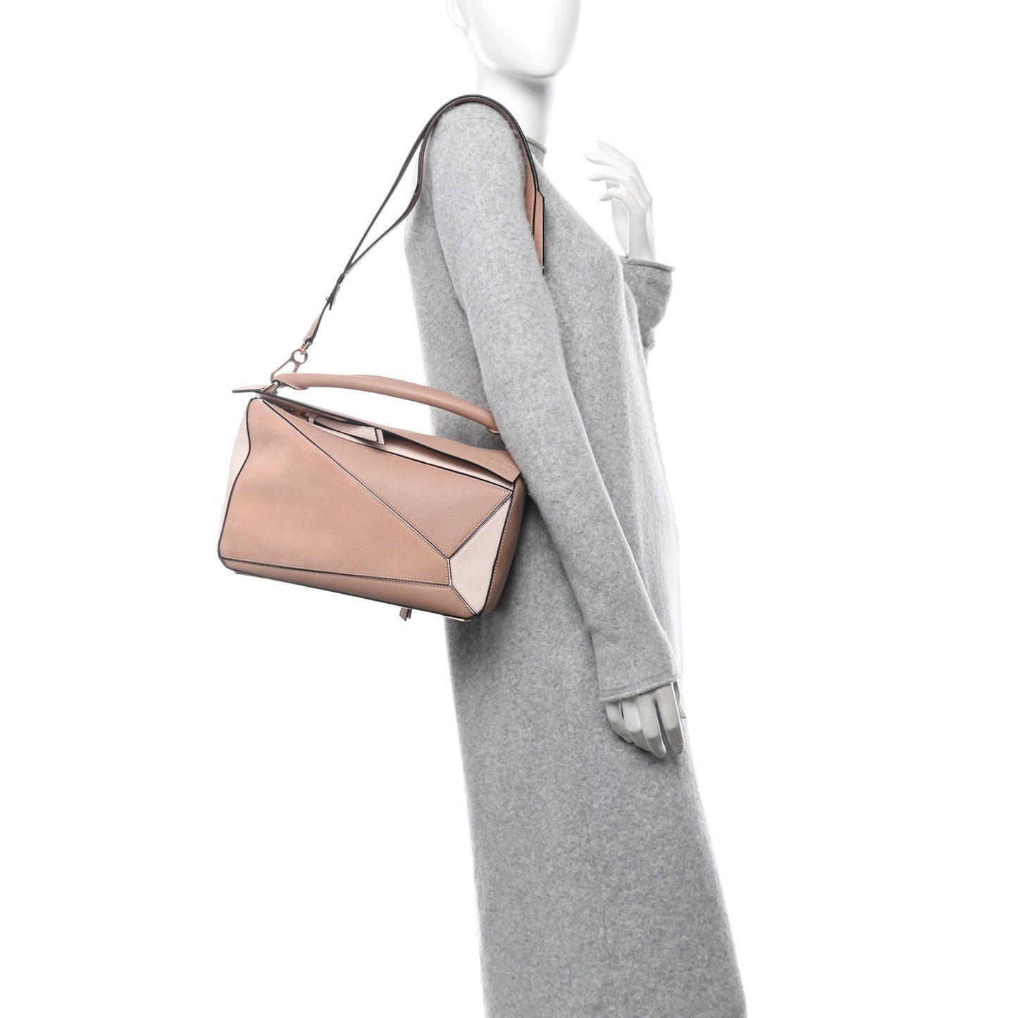 Calfskin Suede Medium Puzzle Bag Blush