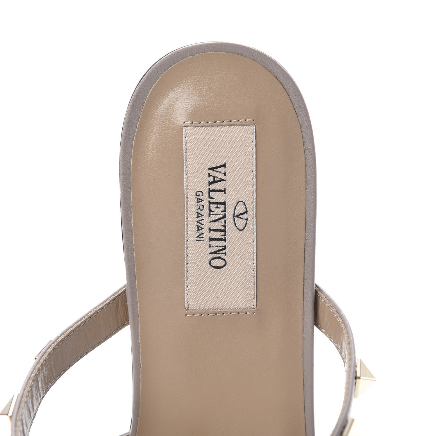 Valentino Garavani Pebbled Calfskin Rockstud Flat Cage Mules 38 Poudre 7 of 9