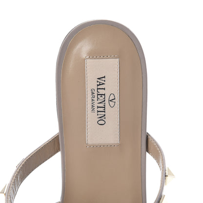 Valentino Garavani Pebbled Calfskin Rockstud Flat Cage Mules 38 Poudre 7 of 9
