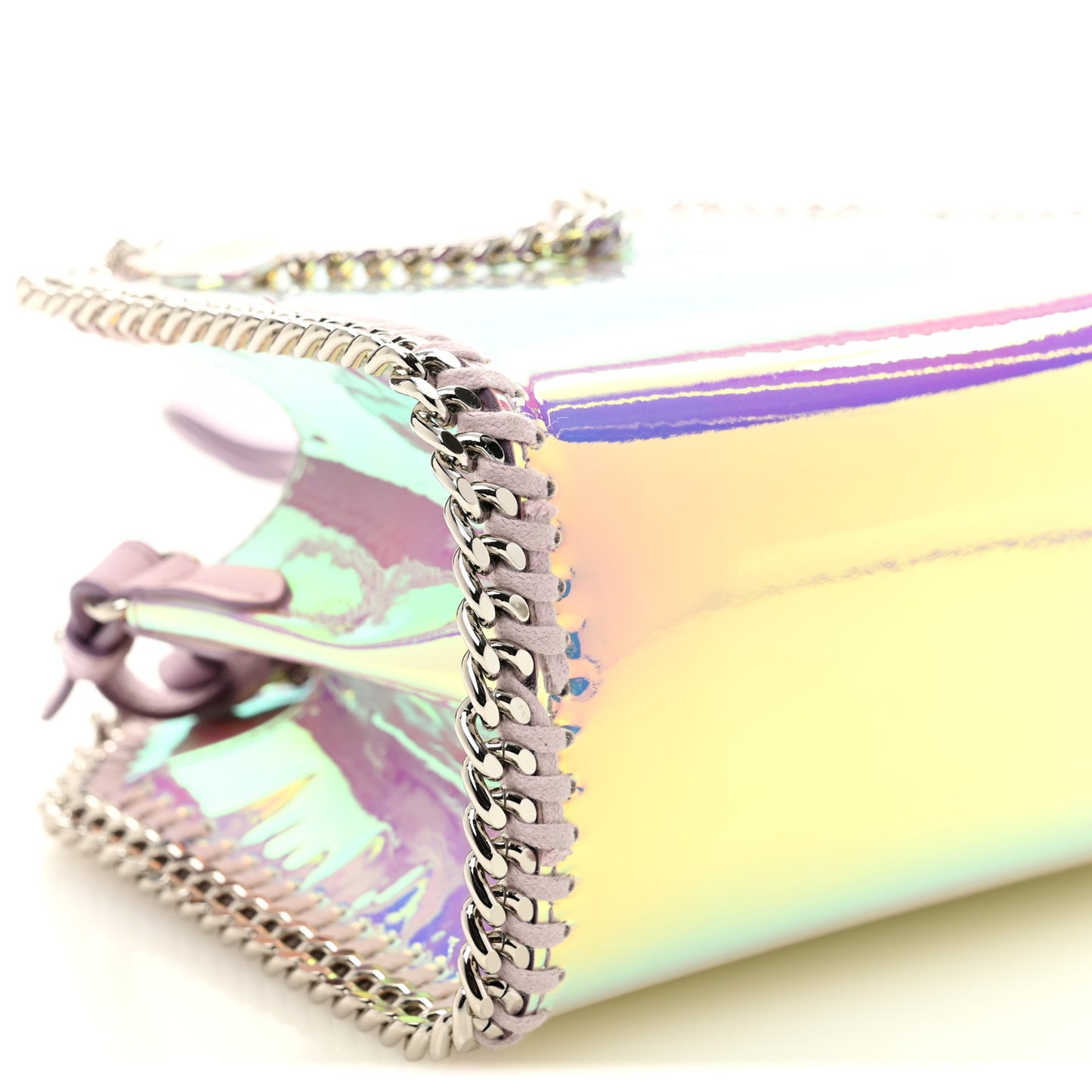 Holographic Faux Leather Mini Falabella Silver