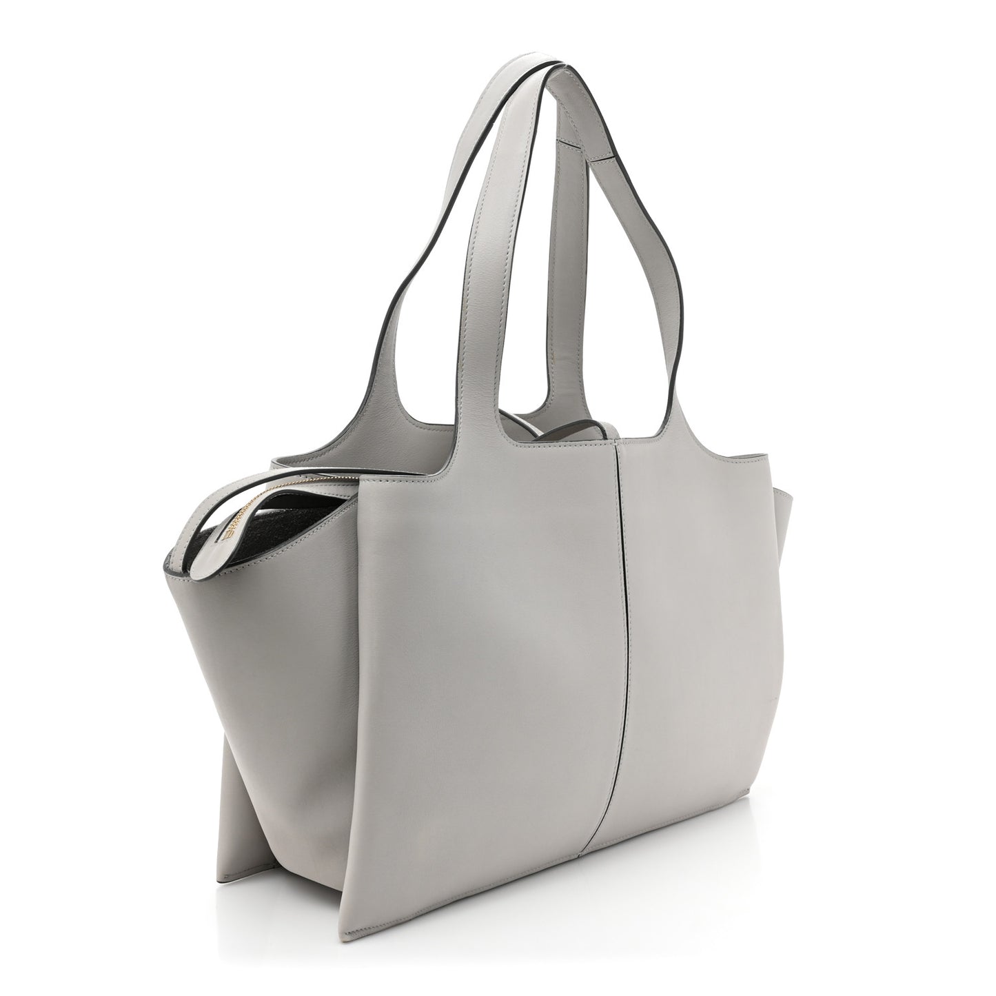 Smooth Calfskin Medium Tri-Fold Bag Pearl Grey