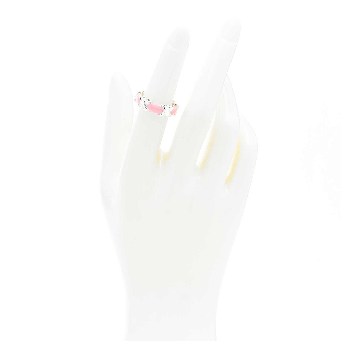 Sterling Silver Enamel Signature X Ring 50 5.5 Pink