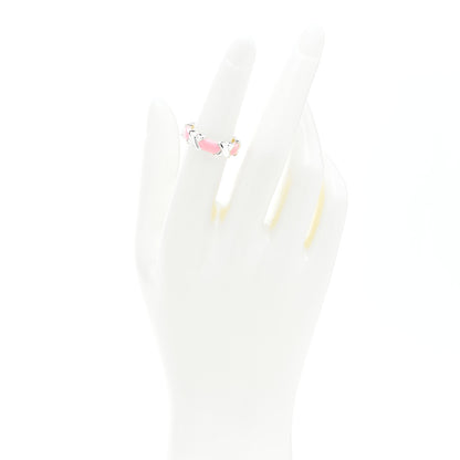 Tiffany Sterling Silver Enamel Signature X Ring 50 5.5 Pink 2 of 4
