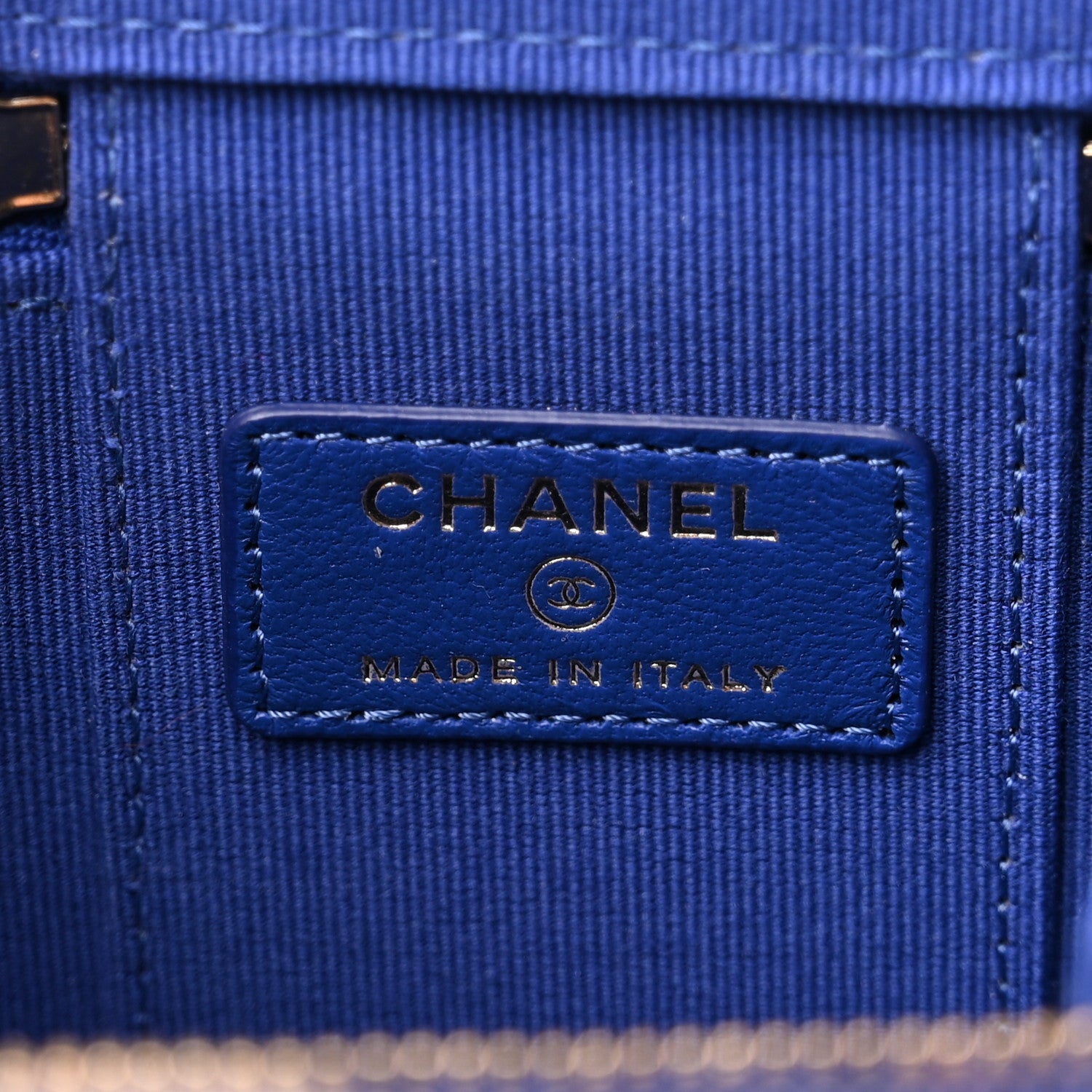Chanel Lambskin Quilted Top Handle Mini Vanity Case With Chain Blue 6 of 11