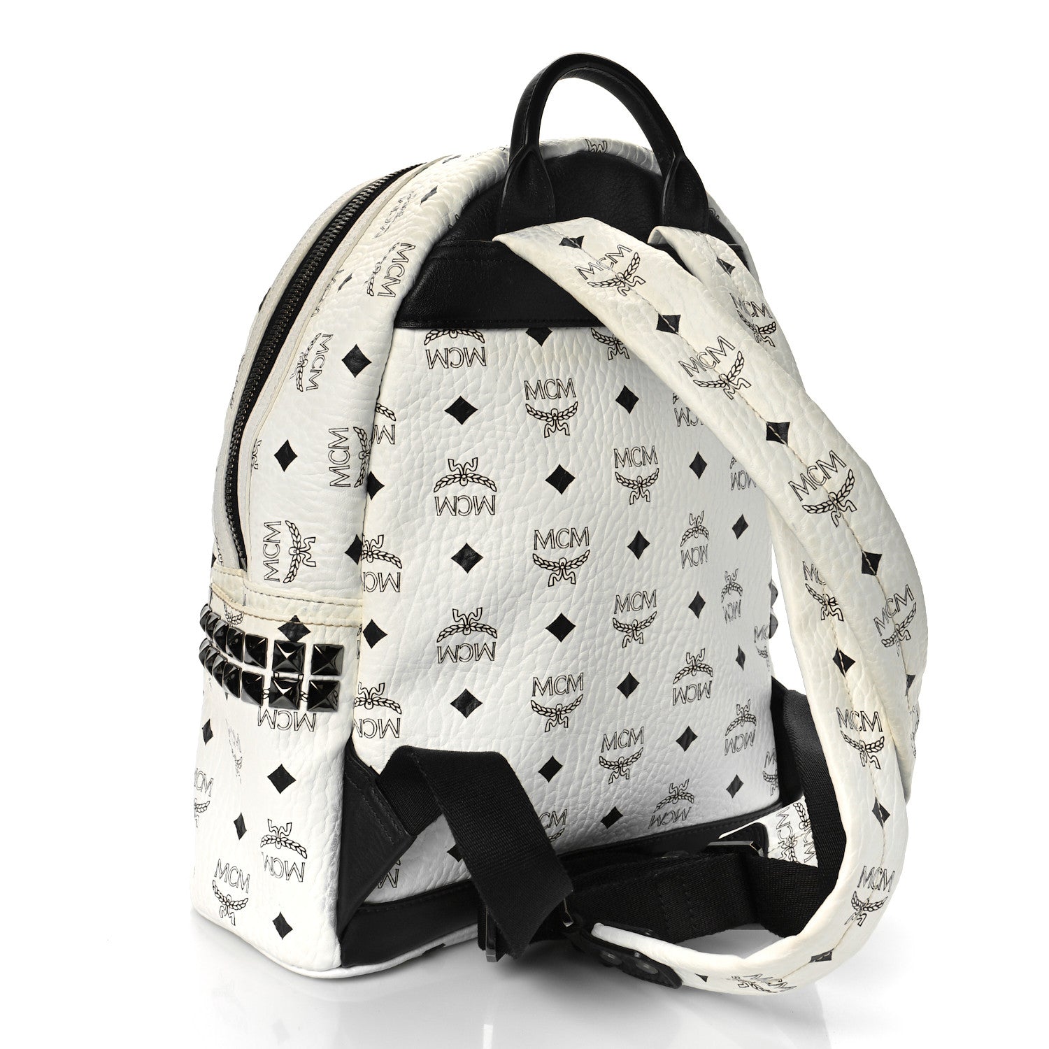 MCM Visetos Small Side Stud Stark Backpack White 3 of 9