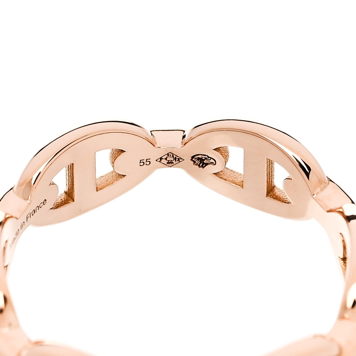 18K Rose Gold PM Chaine D'Ancre Enchainee Ring 55 7.25