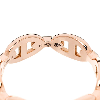 Hermes 18K Rose Gold PM Chaine D'Ancre Enchainee Ring 55 7.25 5 of 7
