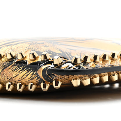 Christian Louboutin Patent Lame Hibiscus Spike Loubiclutch Clutch Black Gold 7 of 8