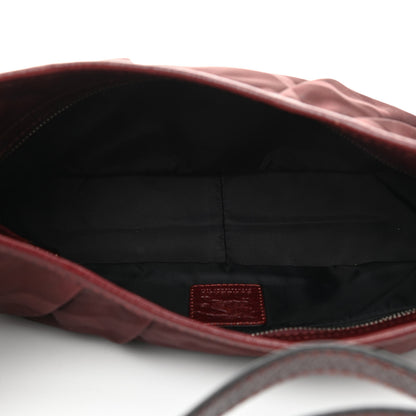 Burberry Nylon Check Shoulder Bag Burgundy 5 of 11
