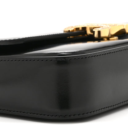 Celine Shiny Calfskin Triomphe Crystals Chain Shoulder Bag Black 11 of 12