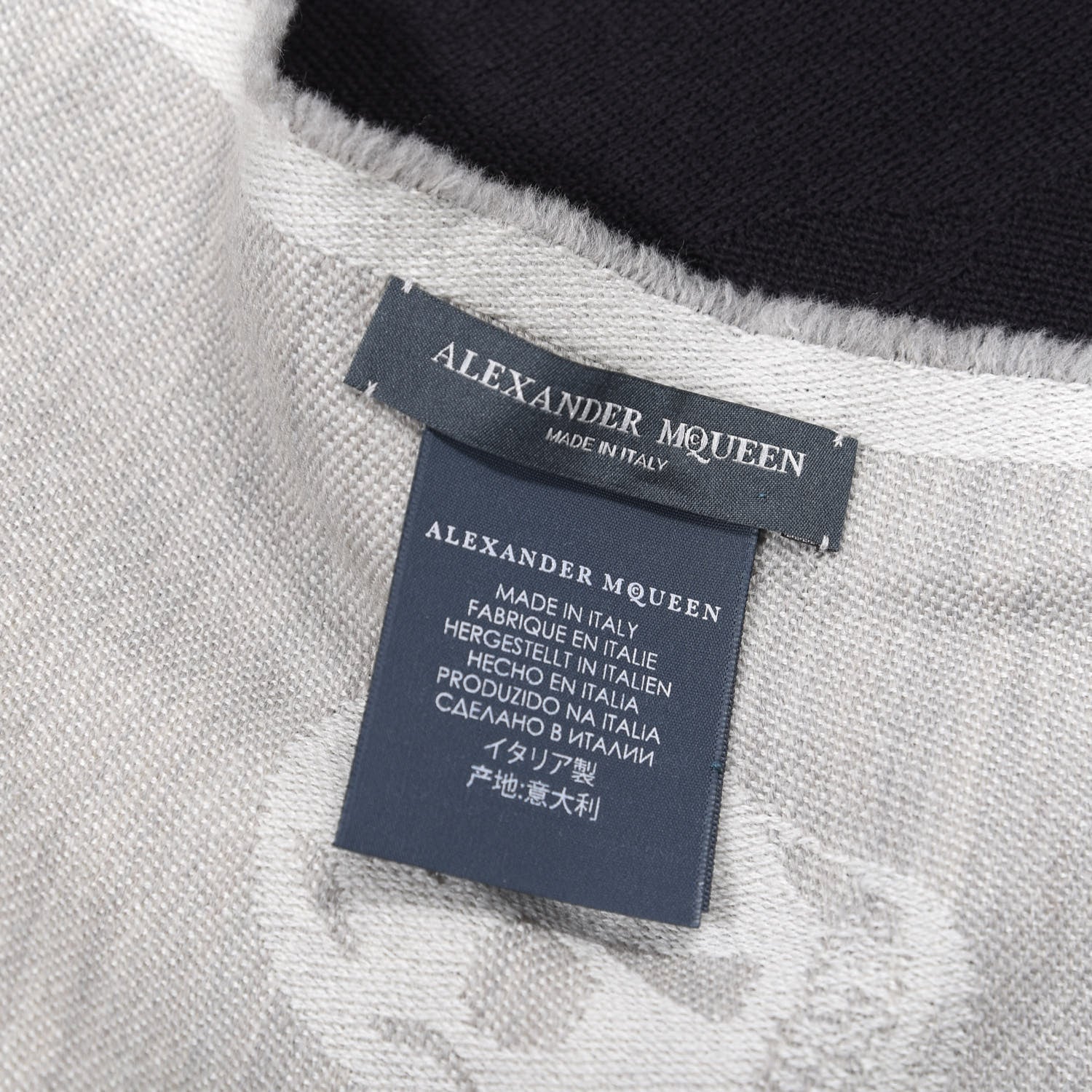 Alexander McQueen Wool Skull Ombre Scarf Grey Black White 3 of 3