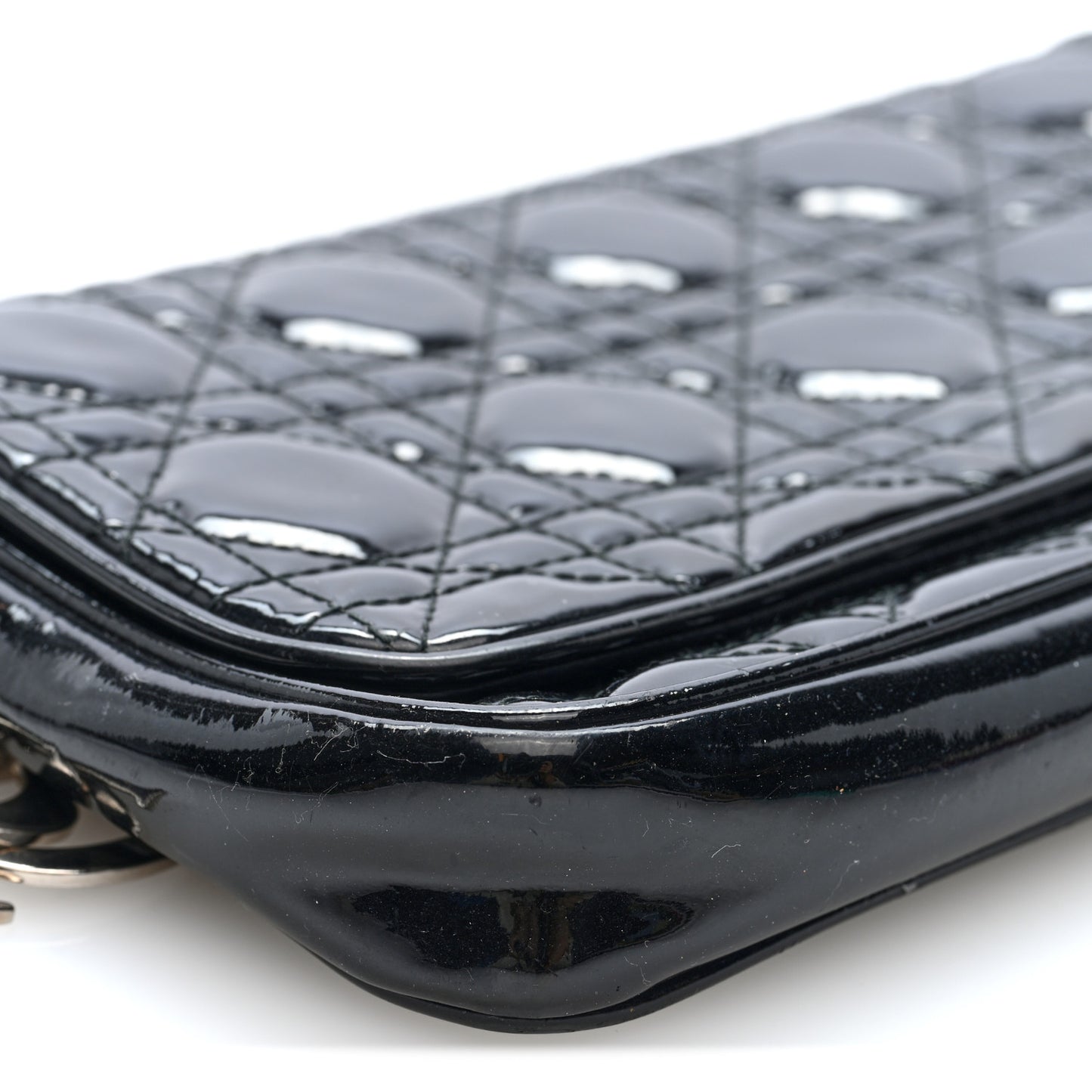 Patent Cannage Wallet on Chain Pouch Black