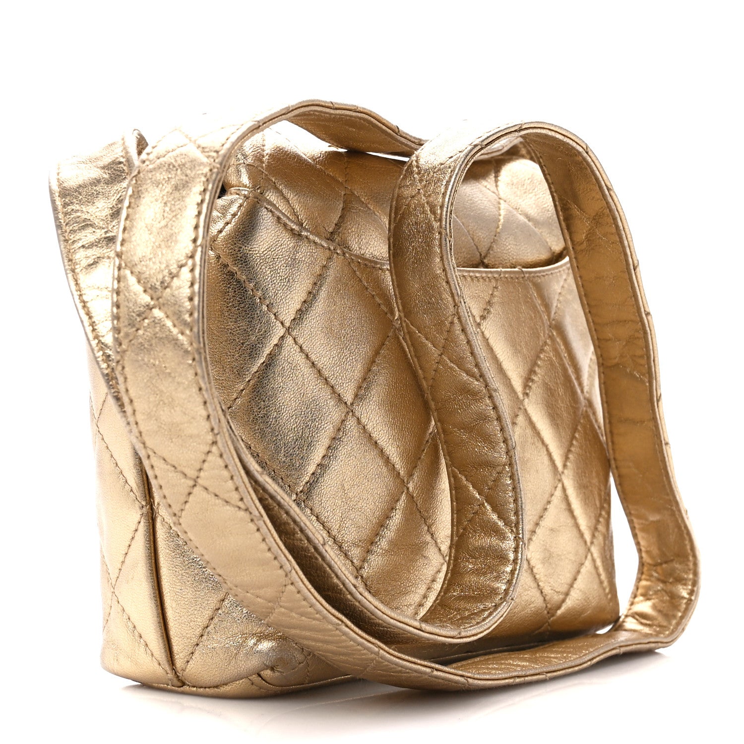 Chanel Metallic Lambskin Quilted Shoulder Bag Gold 3 of 13