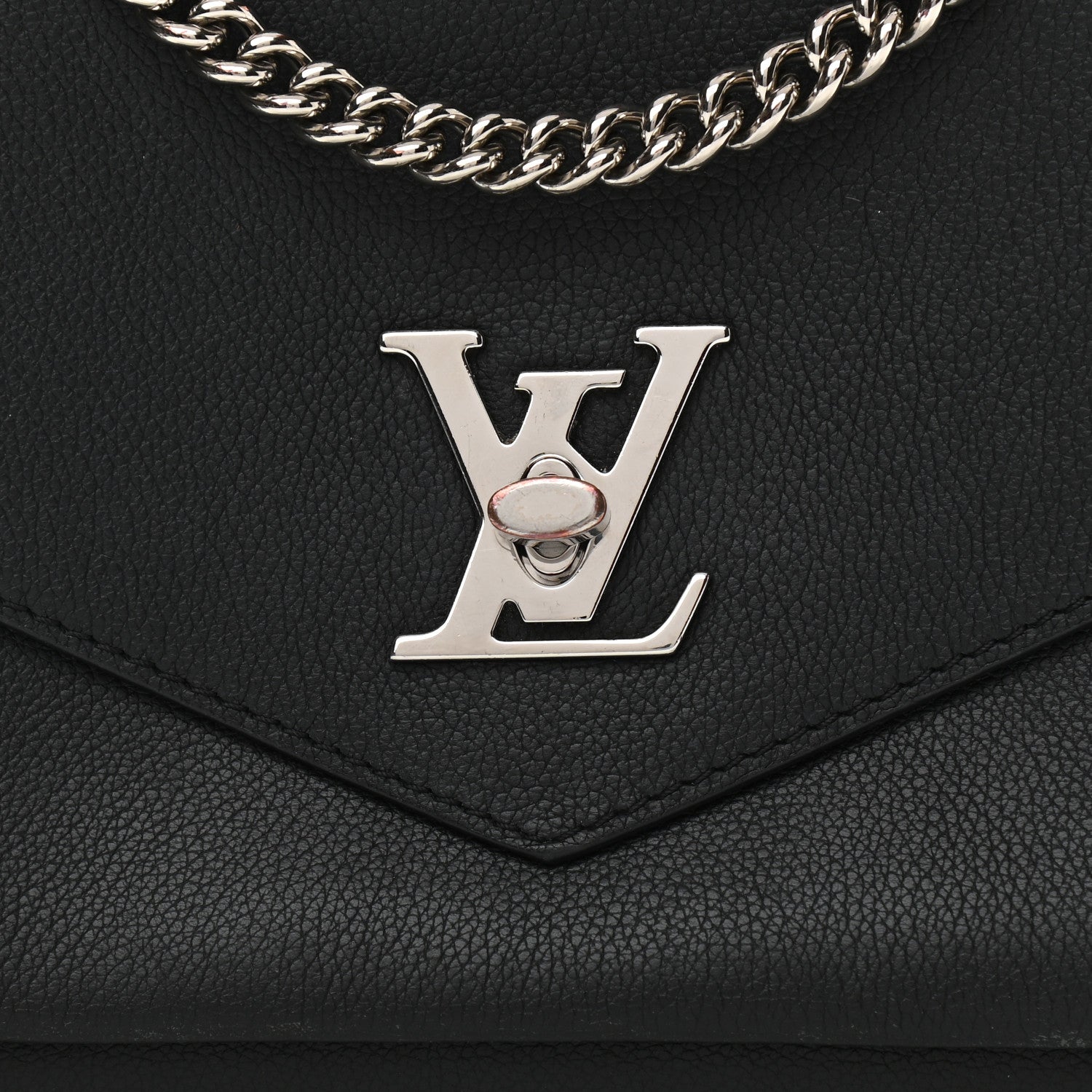 Louis Vuitton Soft Calfskin Mylockme Chain Bag BB Black 7 of 13