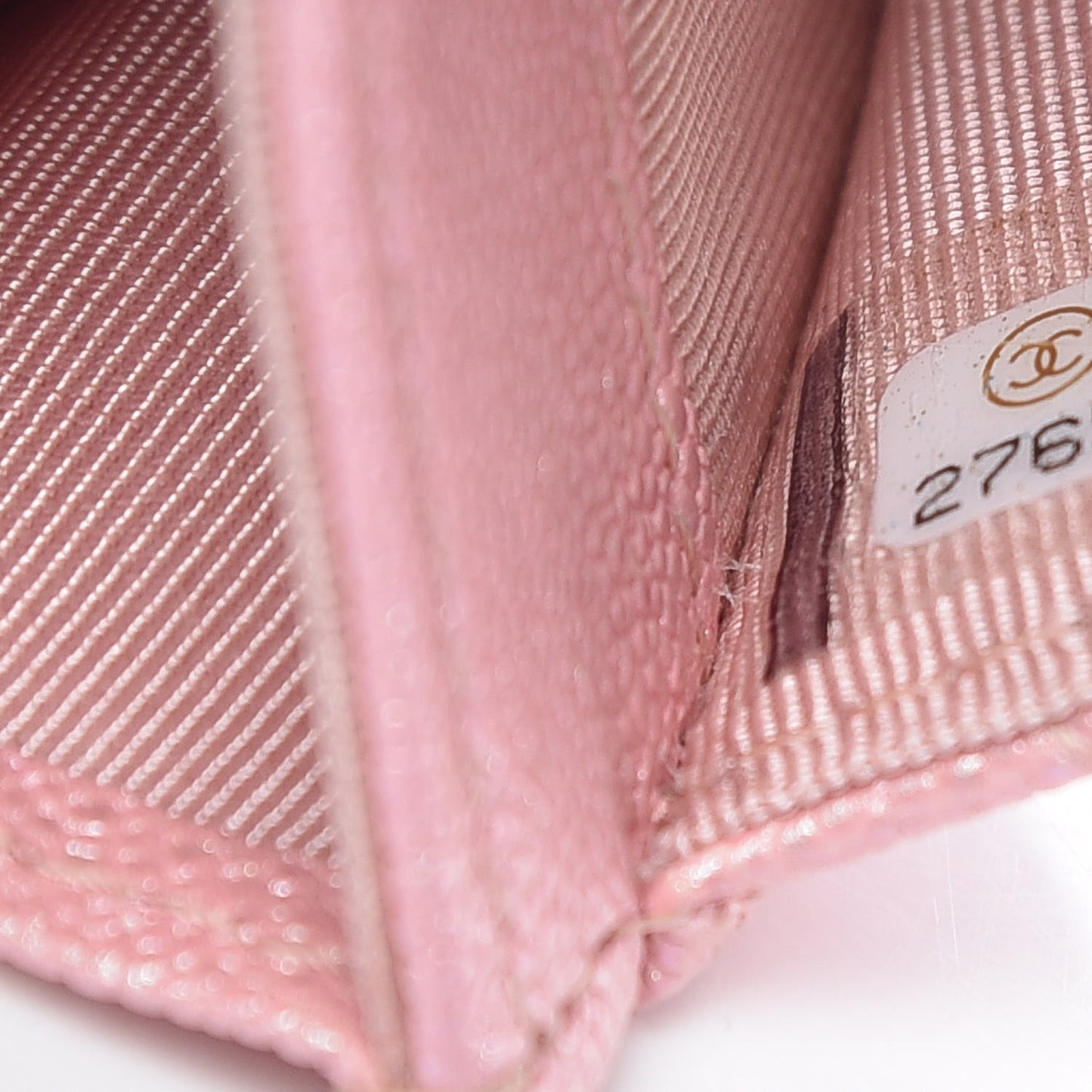 Iridescent Caviar Quilted Flap Card Holder Rose Pink