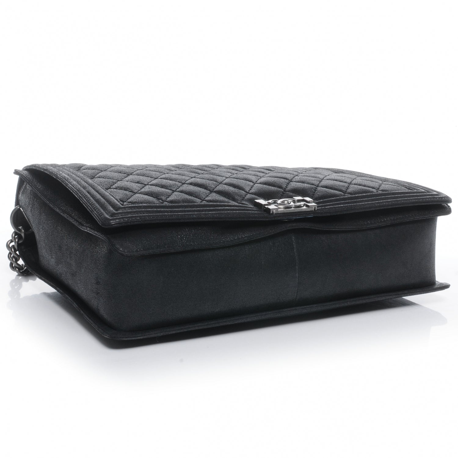 Chanel Iridescent Calfskin Quilted Large Gentle Boy Flap Black 4 of 8