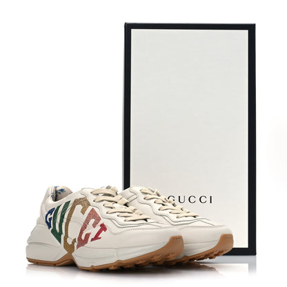 Gucci Calfskin Glitter Game Logo Womens Rhyton Sneakers 37.5 Mystic White 11 of 11