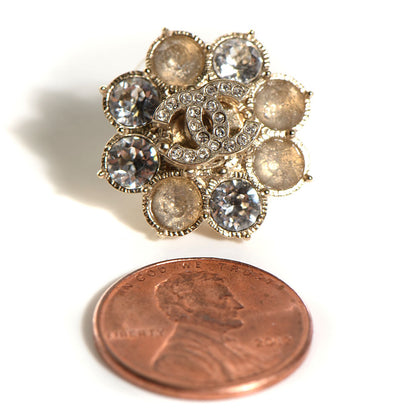 Chanel Crystal CC Earrings Gold 2 of 5