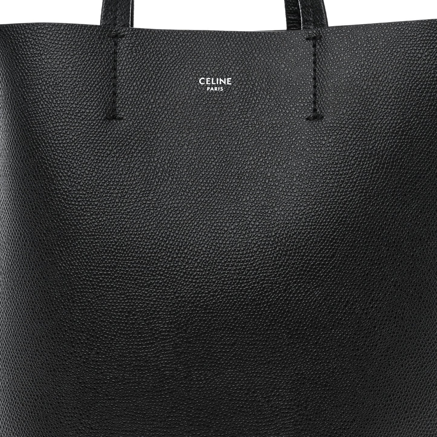 Grained Calfskin Small Vertical Cabas Black