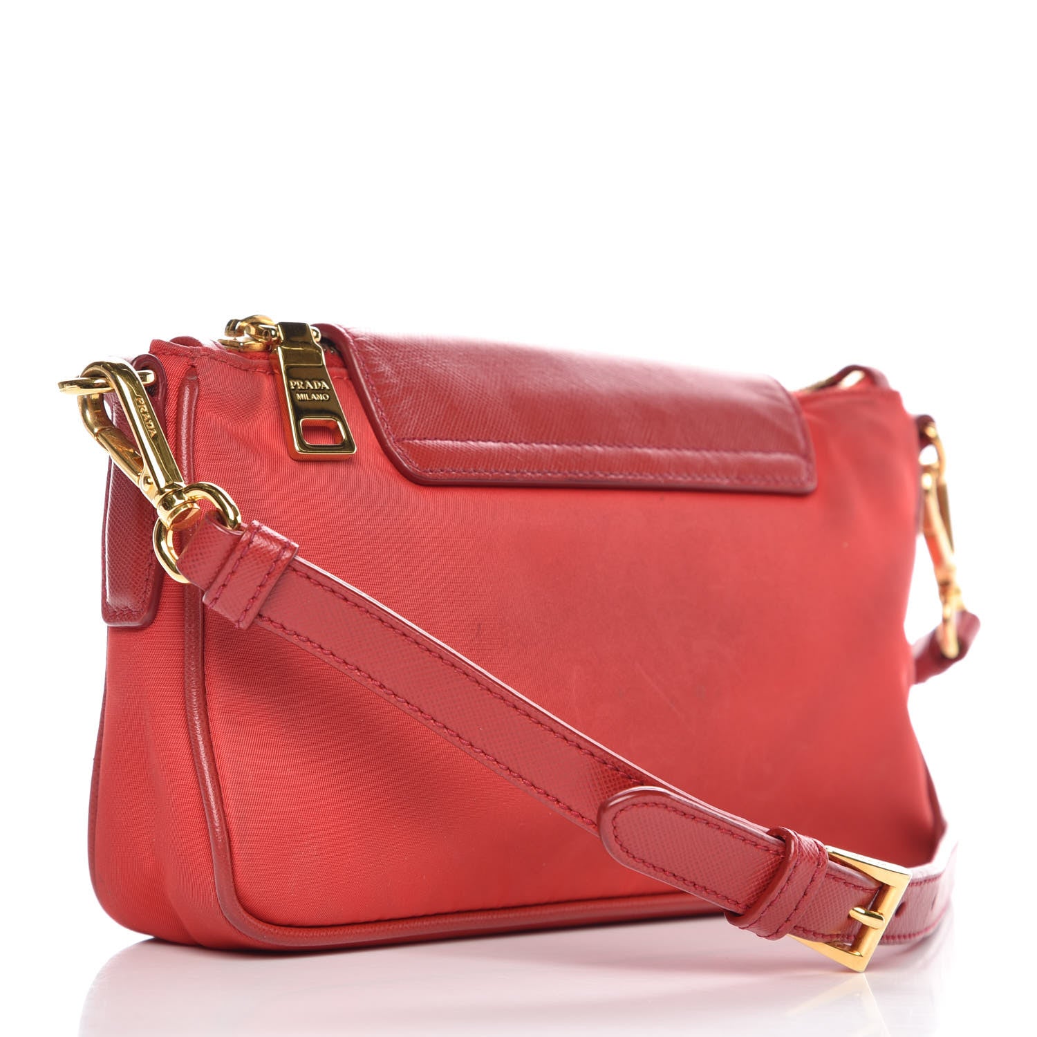 Prada Tessuto Nylon Saffiano Crossbody Bag Rosso 3 of 17