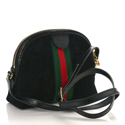 Gucci Suede Patent Web GG Small Ophidia Dome Shoulder Bag Black 3 of 9