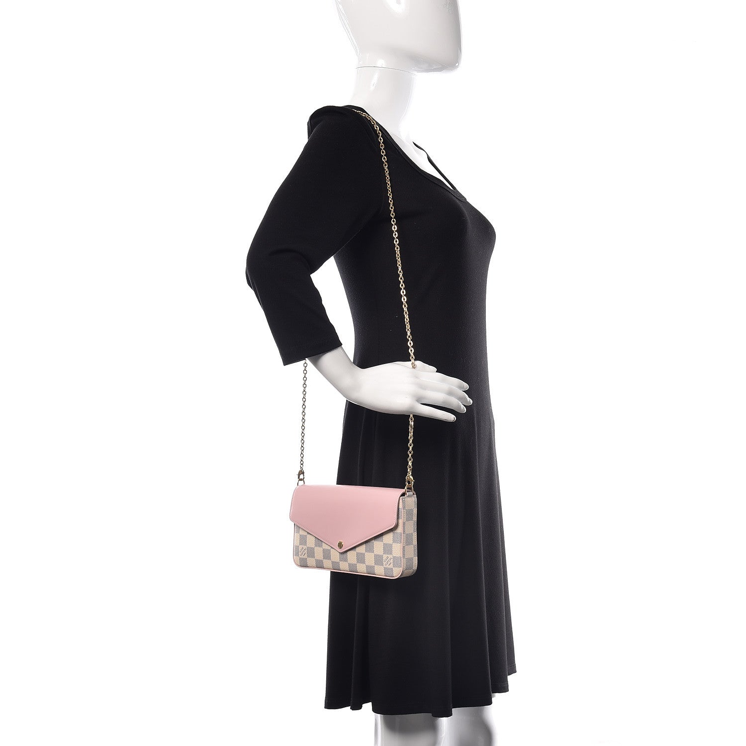 Louis Vuitton Damier Azur Calfskin Pochette Felicie Eau de Rose 2 of 12