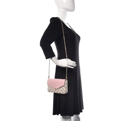 Louis Vuitton Damier Azur Calfskin Pochette Felicie Eau de Rose 2 of 12