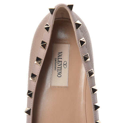 Valentino Garavani Pebbled Calfskin Rockstud Ballerina Flats 40.5 Poudre 6 of 9
