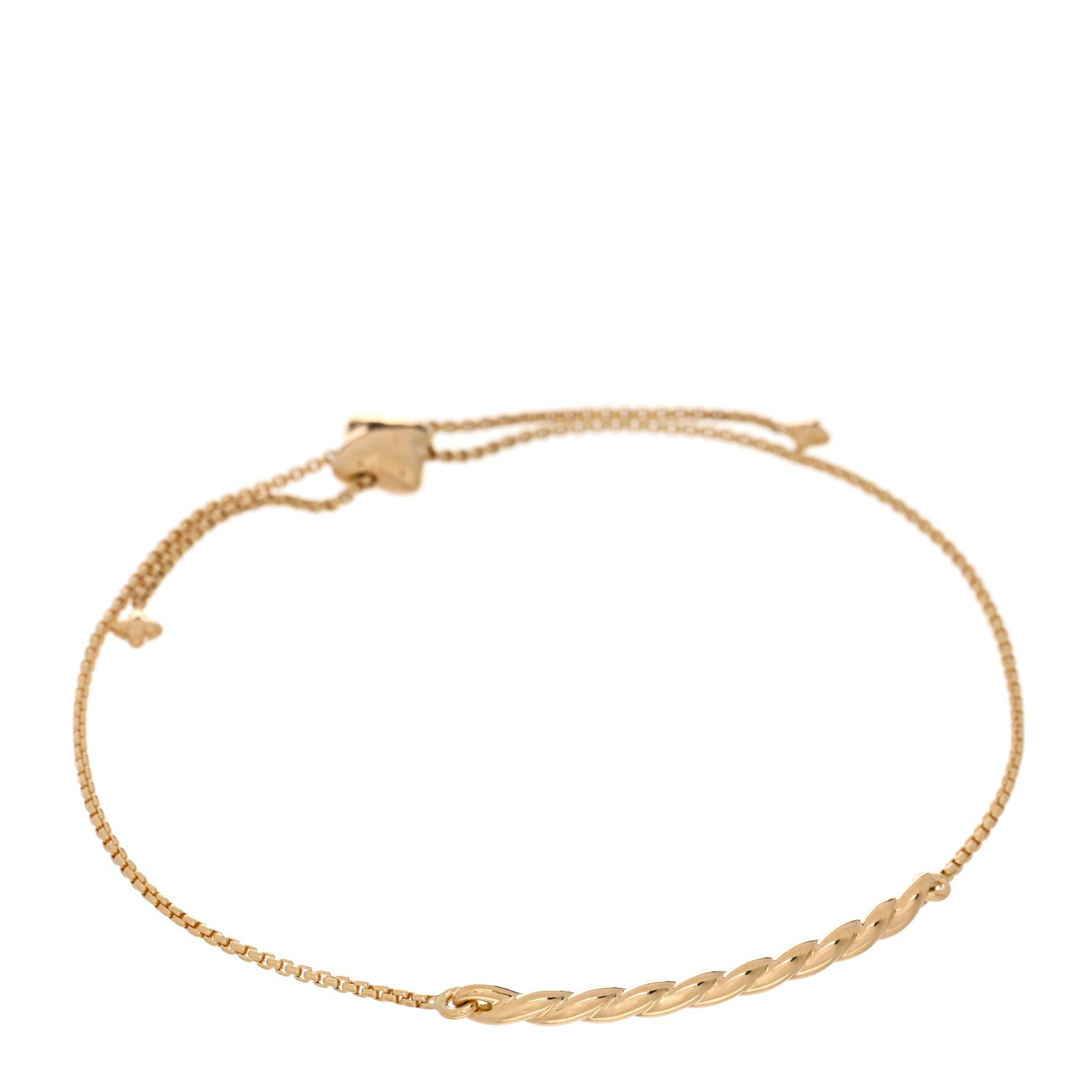 David Yurman 18K Yellow Gold Petite Sculpted Cable Station Bracelet 1 of 3