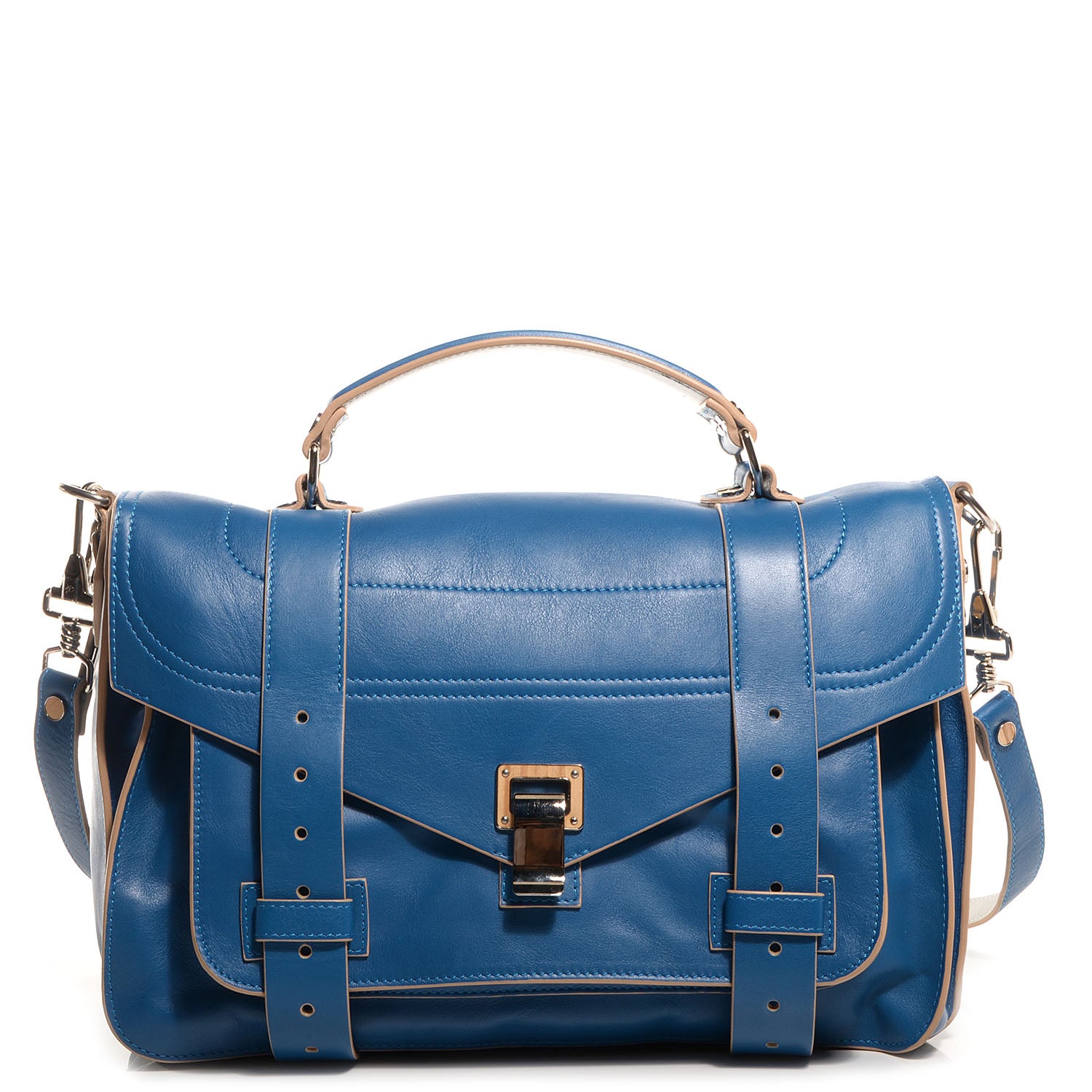 Proenza Schouler Matte Leather Double Sided PS1 Medium Satchel Peacock Grey Nude 1 of 13
