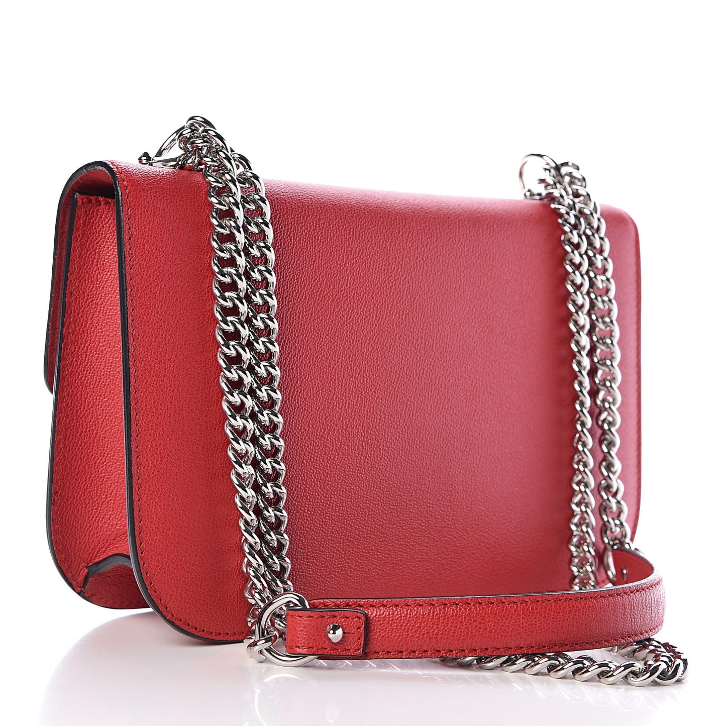 Grained Calfskin Medium Insignia Flap China Red