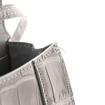 Balenciaga Shiny Calfskin Crocodile Embossed Hourglass Top Handle Bag Mini Steel Grey 11 of 11