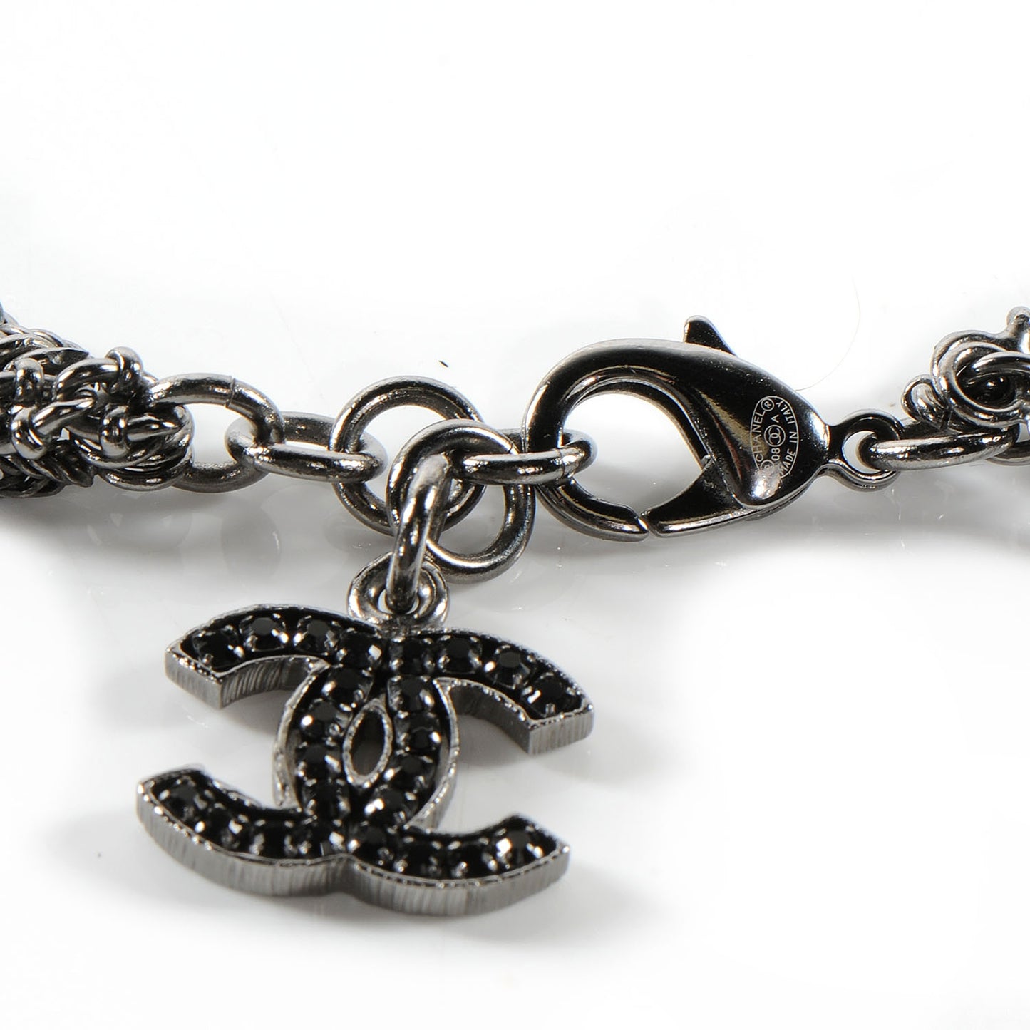 Crystal Ruthenium Layered Chain CC Necklace