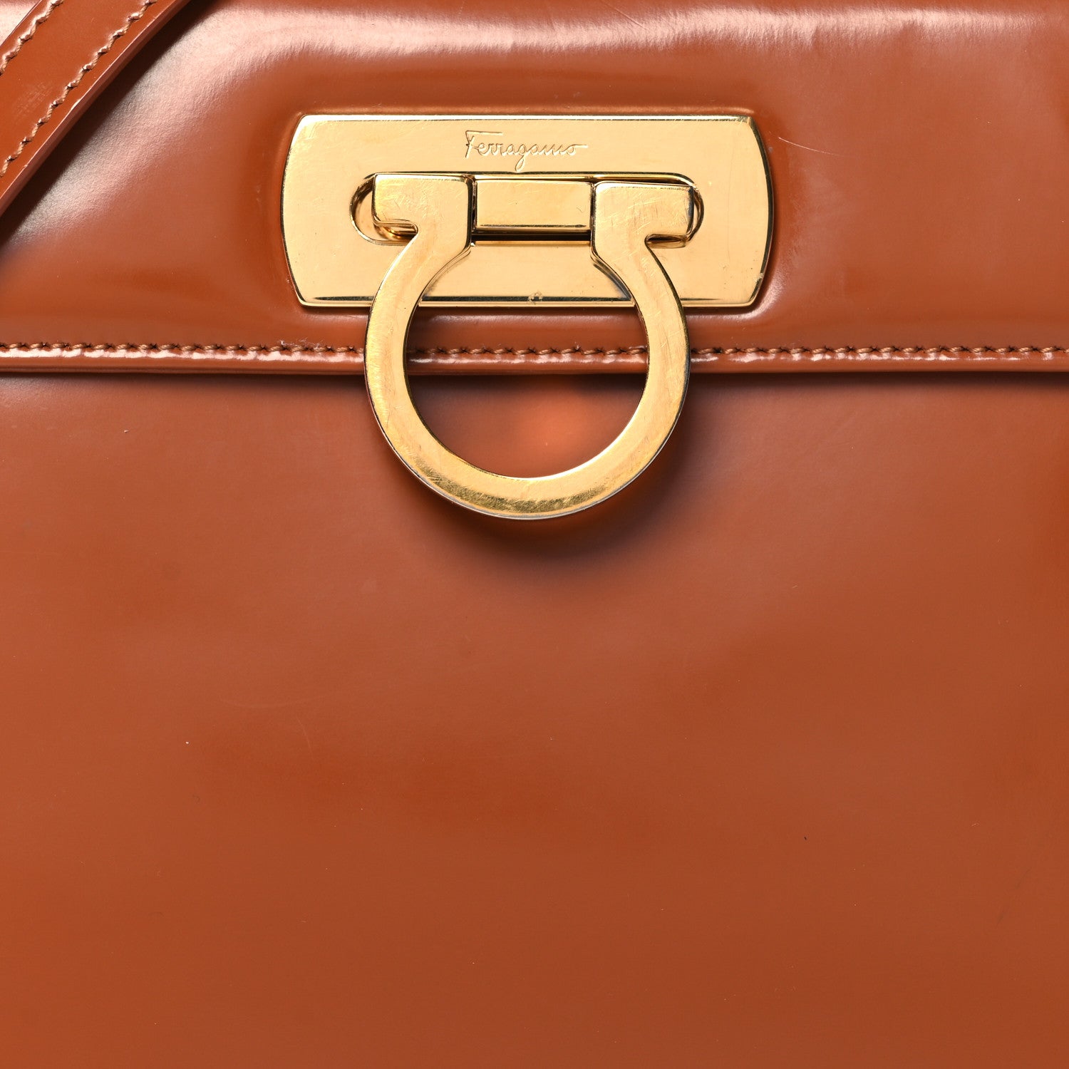 Salvatore Ferragamo Brushed Off Calfskin Small Iconic Top Handle Cuoio 9 of 15