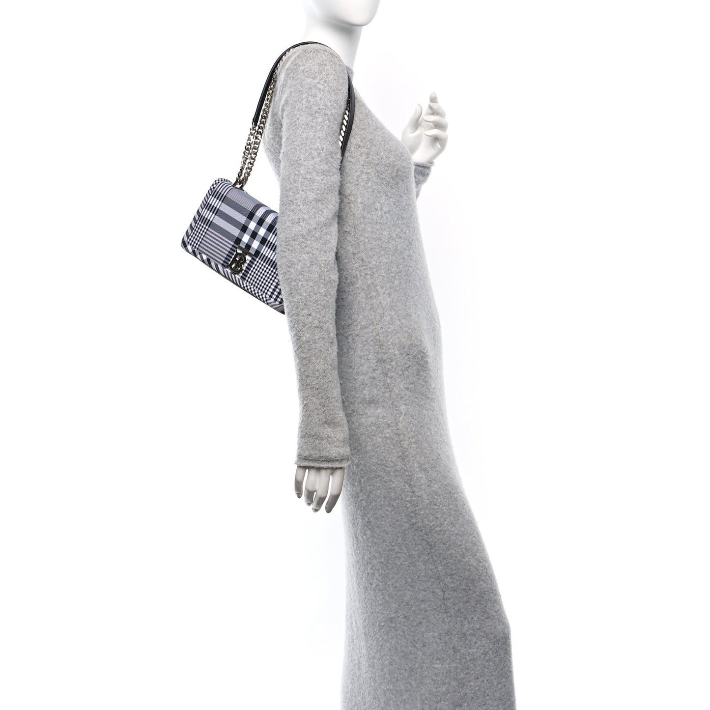 Nylon Check Small Lola Bag Black White