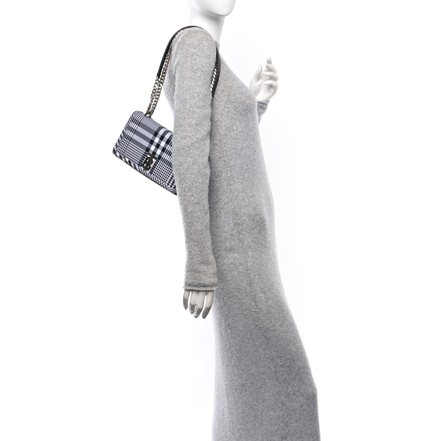 Burberry Nylon Check Small Lola Bag Black White 2 of 12