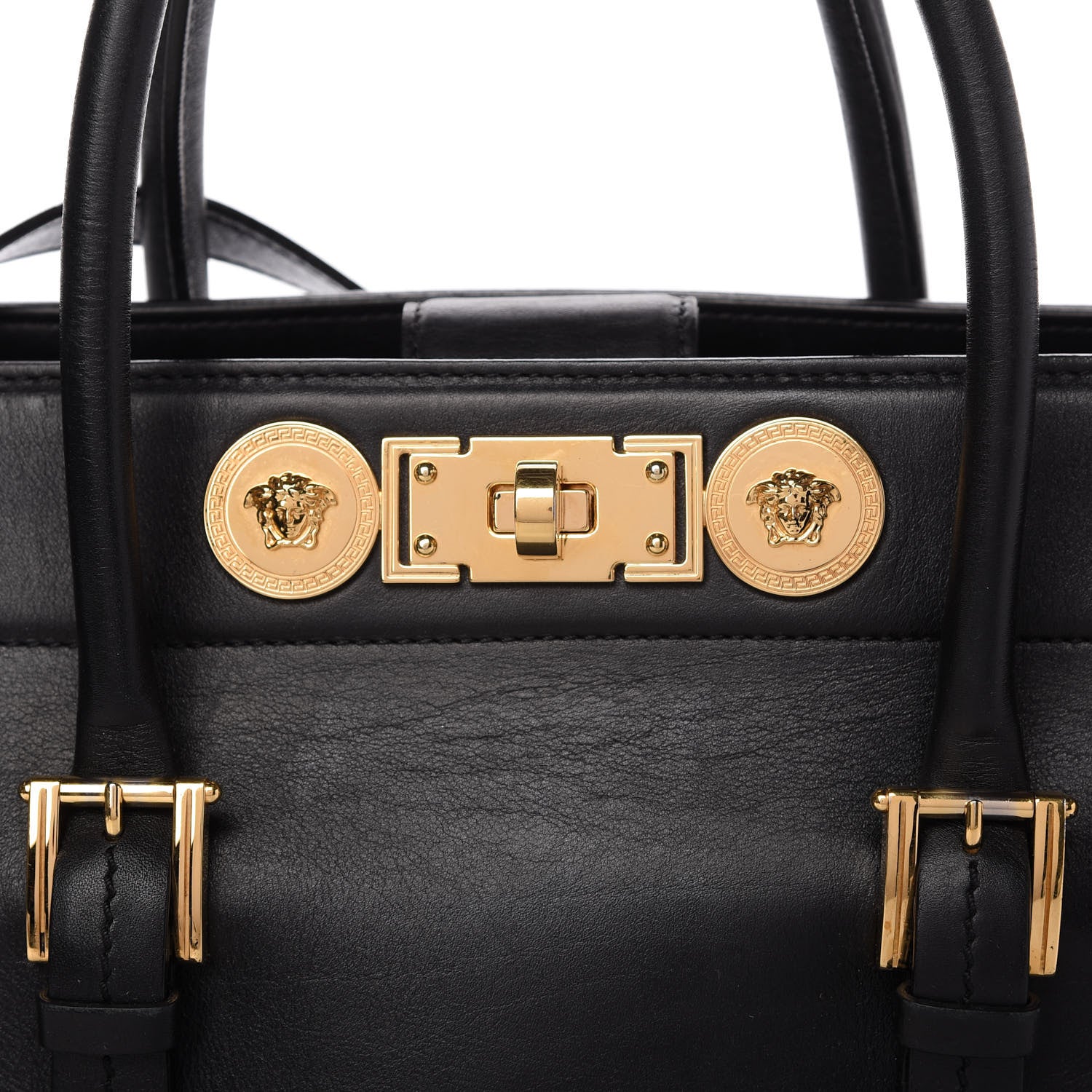 Versace Vitello Calfskin Signature Tote Black 9 of 9
