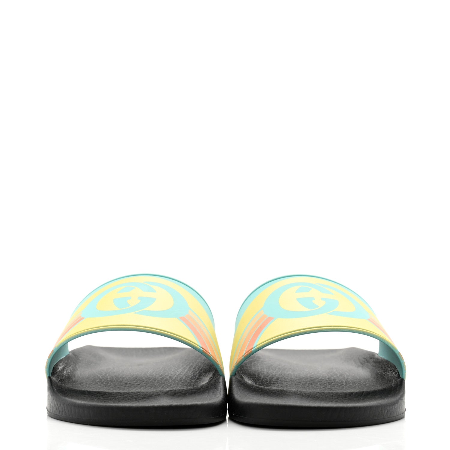 Gucci Rubber GG Rainbow Mens Pursuit Pool Slide Sandals 8 Aquamarine 2 of 9