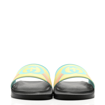 Gucci Rubber GG Rainbow Mens Pursuit Pool Slide Sandals 8 Aquamarine 2 of 9