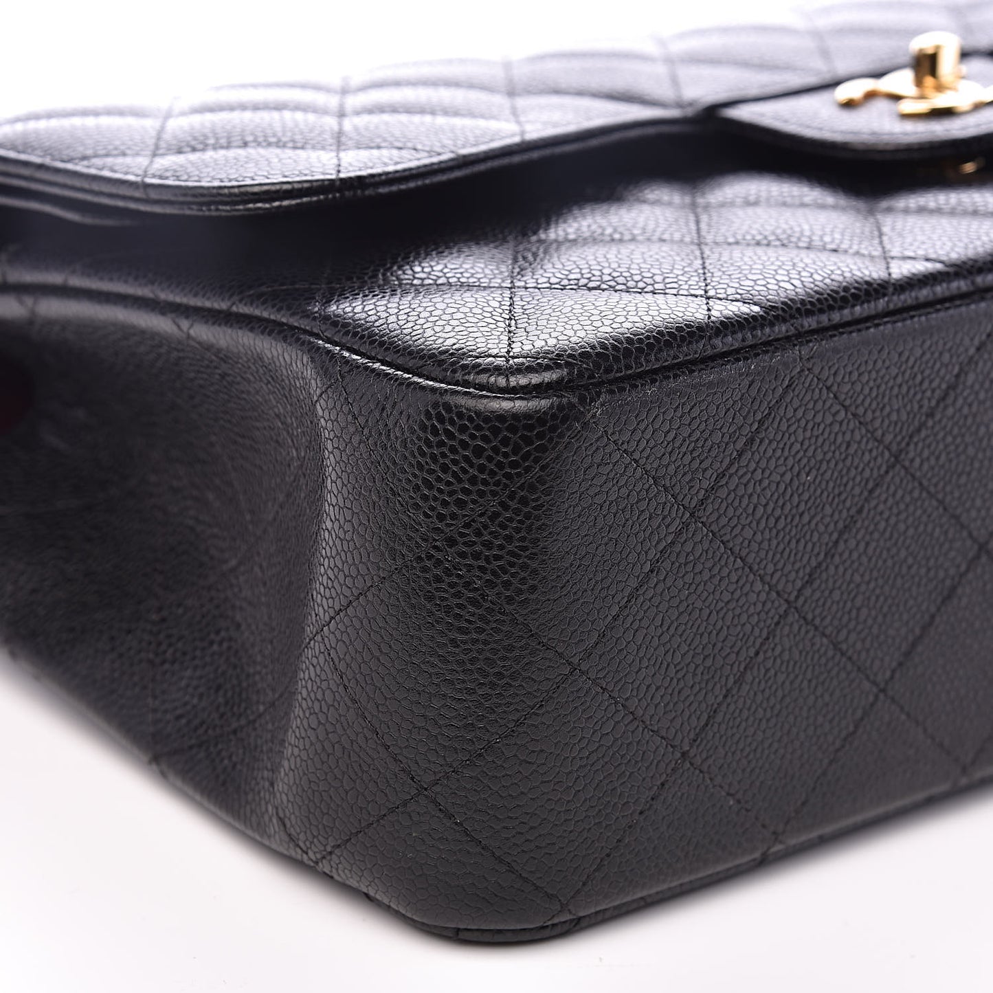 Caviar Quilted Jumbo Double Flap Black