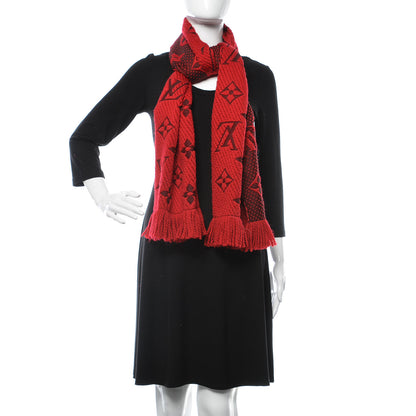 Louis Vuitton Wool Silk Logomania Scarf Rubis 2 of 4