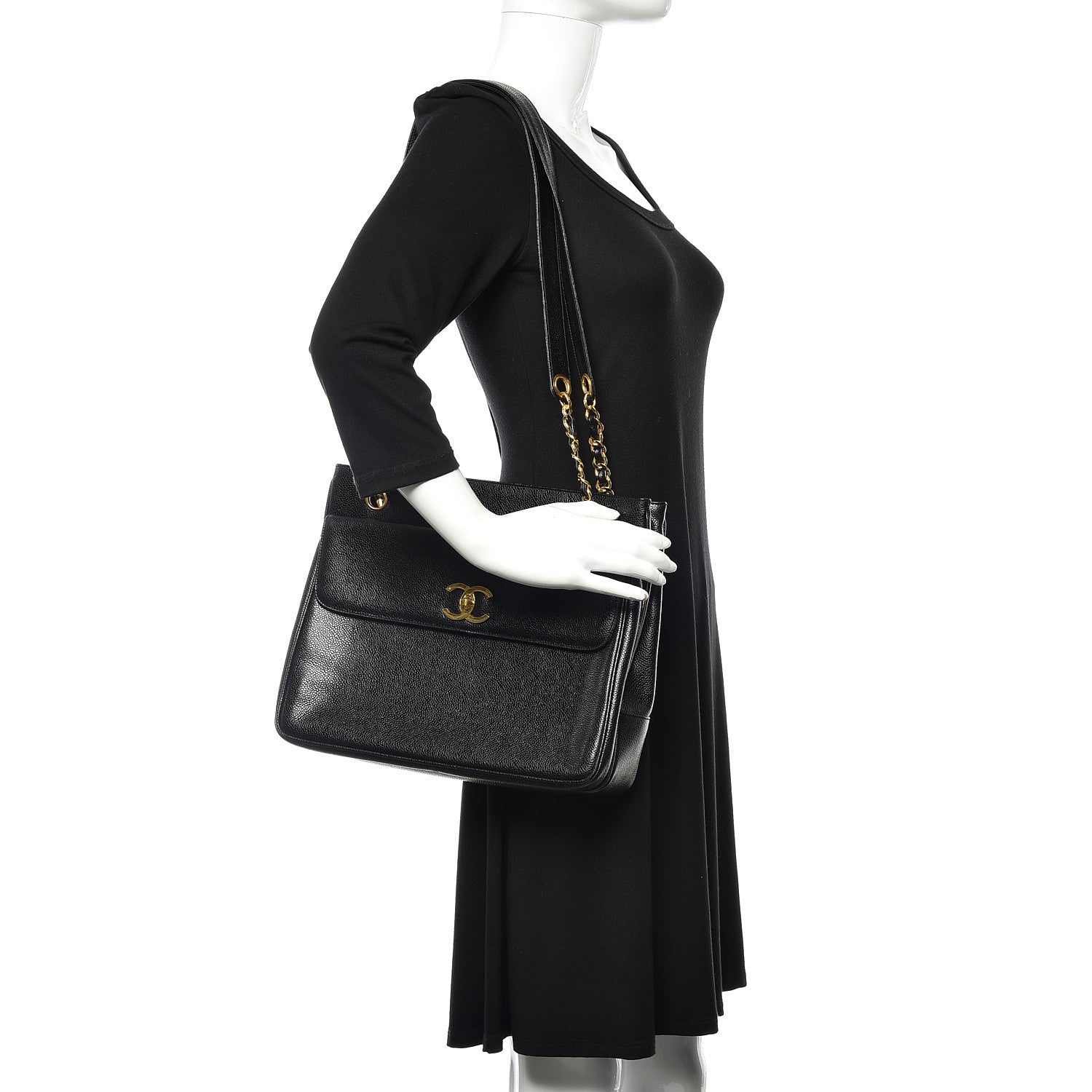 Chanel Caviar CC Shoulder Bag Black 2 of 11