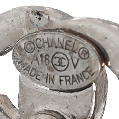 Chanel Crystal Pearl CC Drop Earrings Silver Pearly White 4 of 5