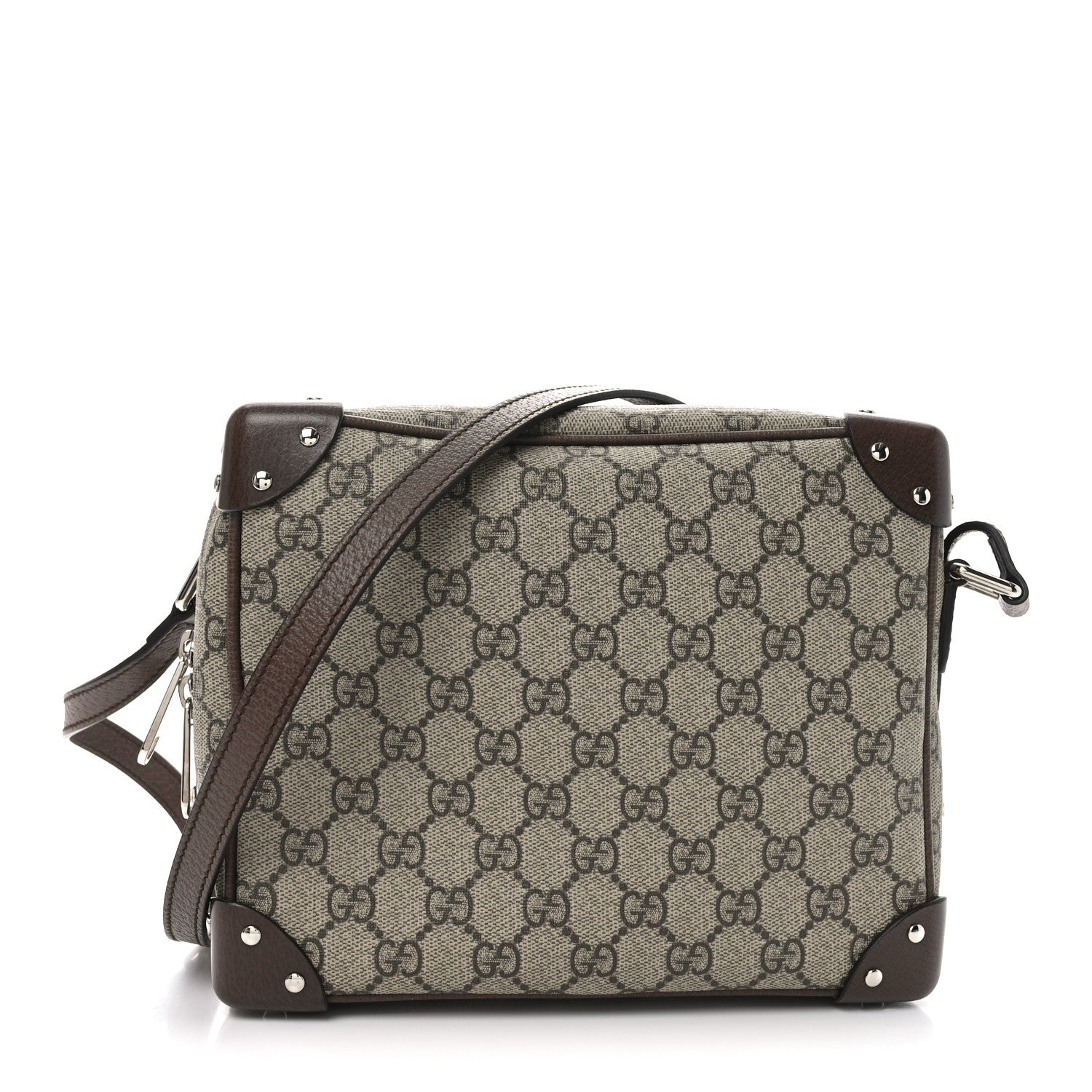 Gucci GG Supreme Monogram Textured Calfskin Square Messenger Bag Beige Ebony New Acero 1 of 10