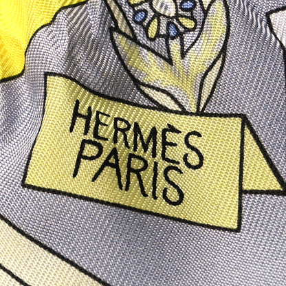 Hermes Silk La Source de Pegase Twilly Jaune Vif Gris Perle 3 of 4