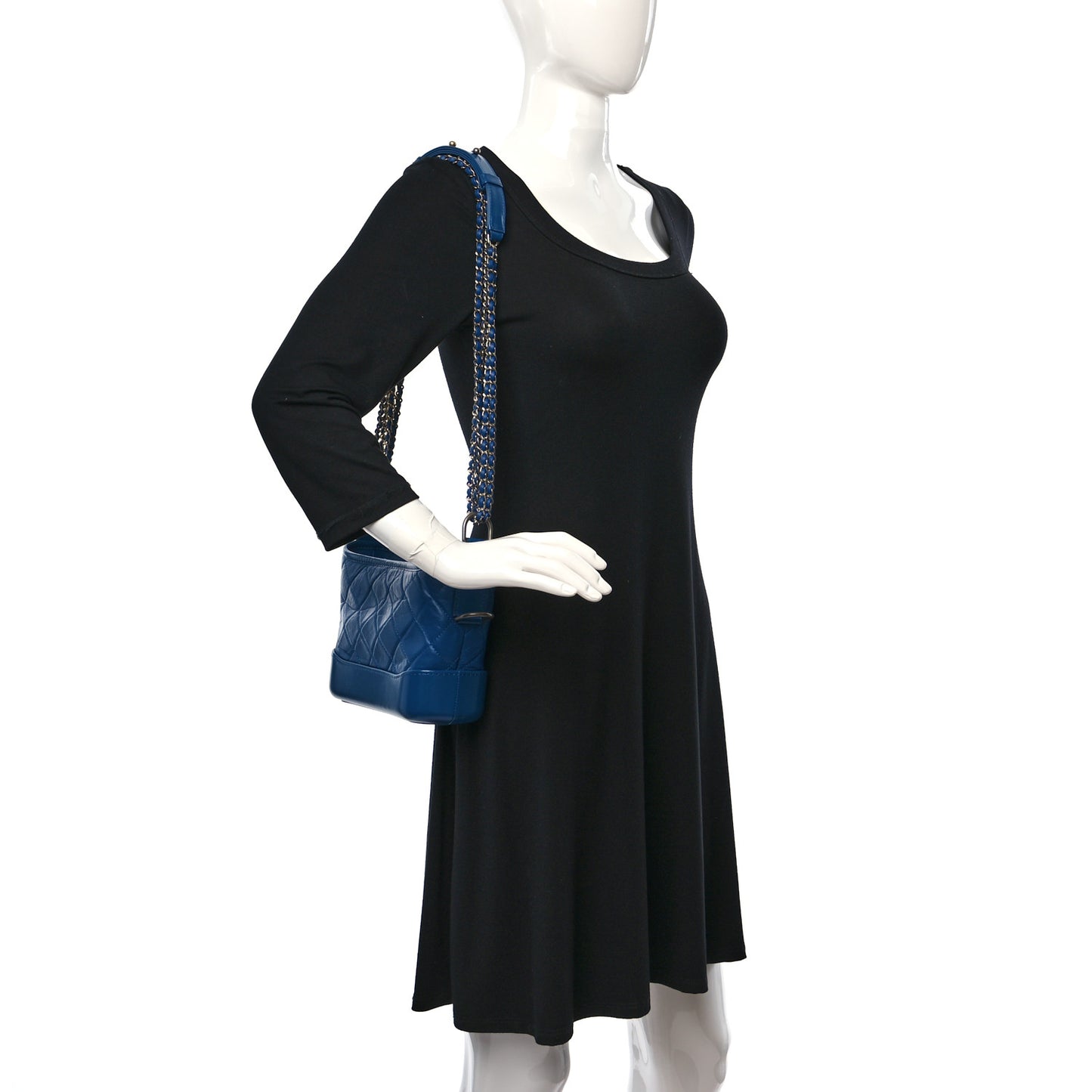 Aged Calfskin Quilted Small Gabrielle Hobo Blue