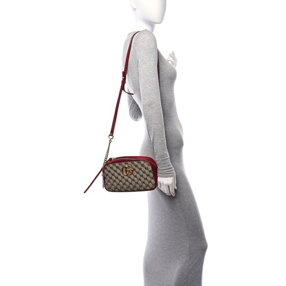 Gucci Monogram Azalea Calfskin Matelasse Diagonal Small GG Marmont Chain Shoulder Bag Beige Ebony New Cherry Red 2 of 13