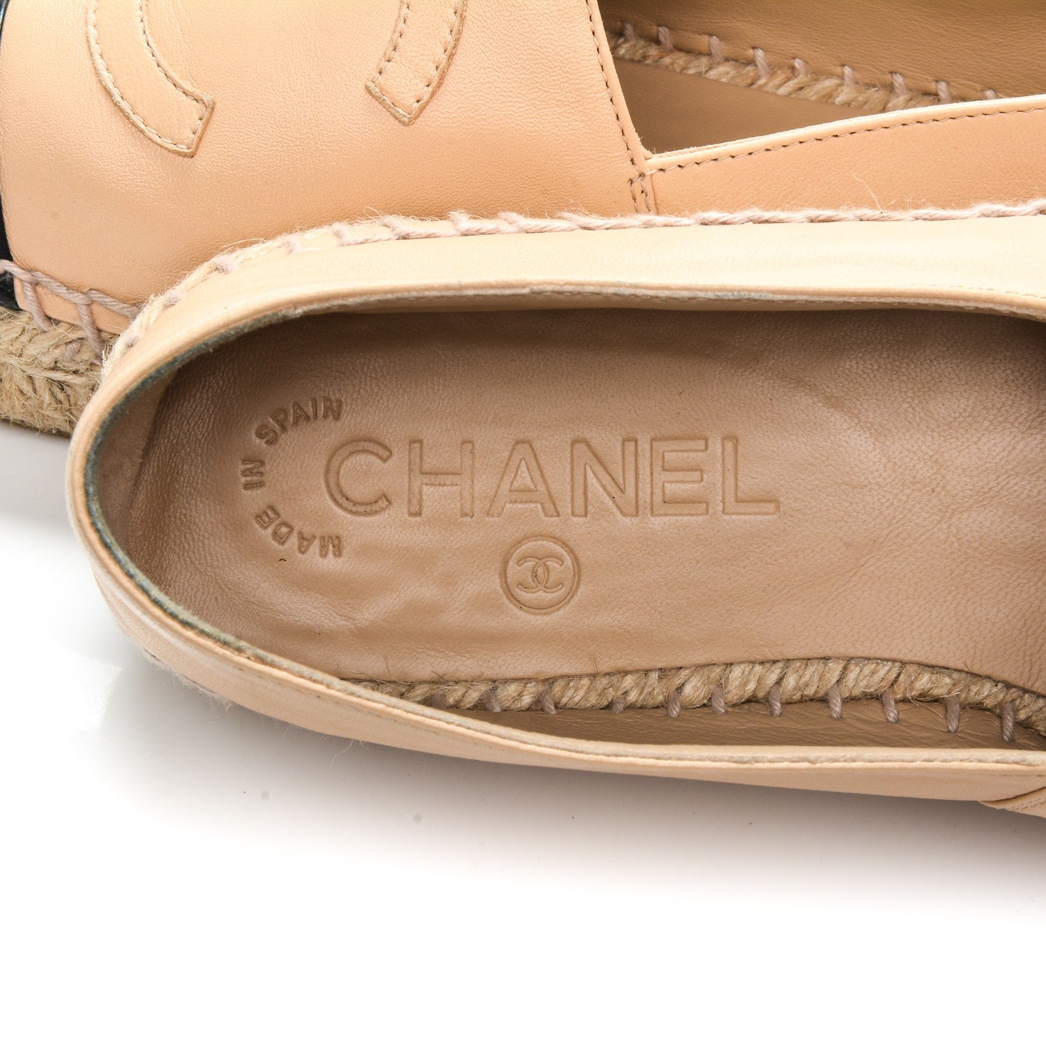 Chanel Lambskin CC Espadrilles 38 Beige Black 7 of 9