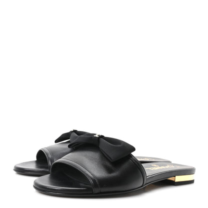 Chanel Lambskin Grosgrain CC Bow Mules 37.5 Black 4 of 9